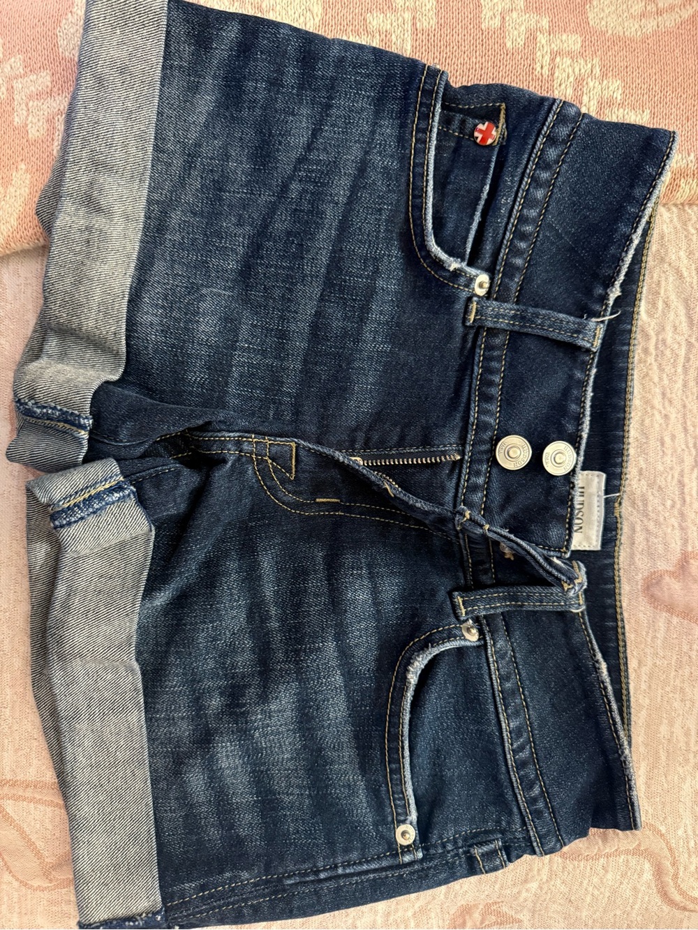 Hudson Jeans Dark Blue Cuffed Denim Shorts